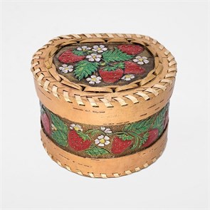 Шкатулка "Клубника" береста 26ШКЛ0014